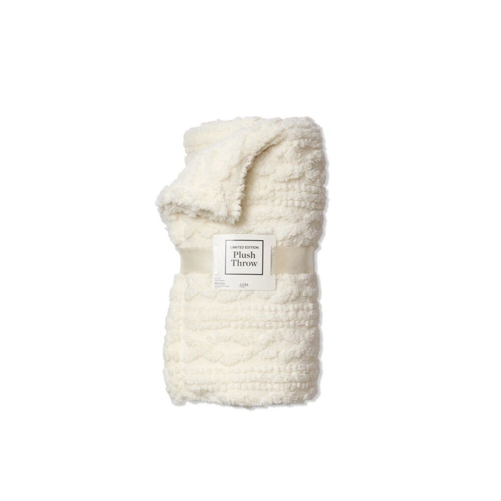 White Ulta Beauty Limited Edition Cream Color Plush Throw Blanket 50"x60" 2025